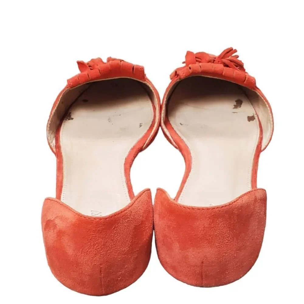 J.Crew Orange Fringe Suede Ballet Flats